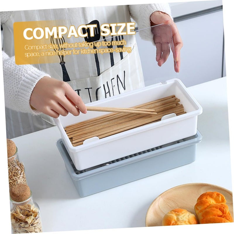 White Chopsticks Holder Box With Drainage Dining Table Accessory Silverware Organizer - Image 3