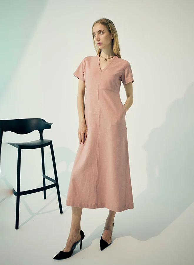 فيرجيو VIRGIO Linen A-Line Dress Maxi
