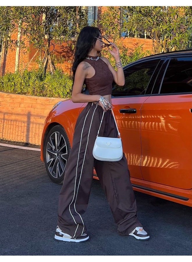 Springrain Womens Baggy Y2K Track Pants Parachute Pants Elastic Waist Sweatpants - Image 5