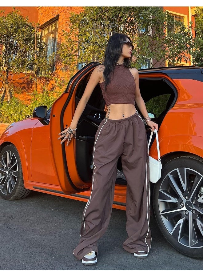 Springrain Womens Baggy Y2K Track Pants Parachute Pants Elastic Waist Sweatpants - Image 2