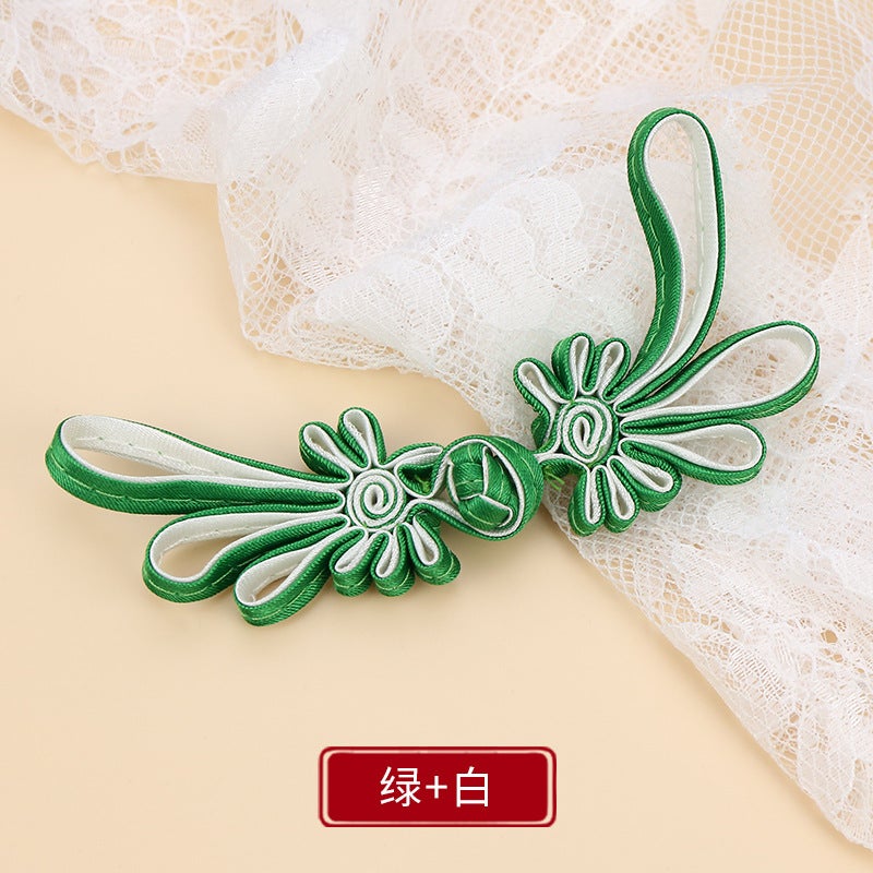 Button Button Long Tail Chrysanthemum Chinese Handmade Cheongsam Top Buckle Traditional Ethnic Style Tang Suit Vintage Button Green + White * buckle about 10cm