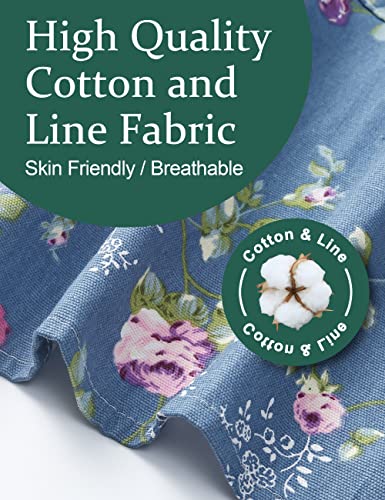 APRONNER Big Plus Size Aprons for Women with Pockets Cotton Linen Baking Kitchen Cooking Rose Flower - Image 5