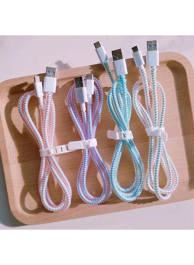 4pcs 160cm USB Charging Cable Protector Magic Color Rope Suitable For Data Cable Headphone Winder Device - Image 1