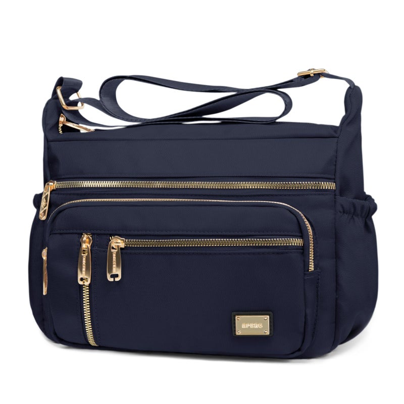 NPBAG Crossbody Bag for Women, Nylon Shoulder Purse Handbag Messenger Bag, Trendy Pocketbooks, Waterproof and Multi-Pockets (Navy) - Image 1