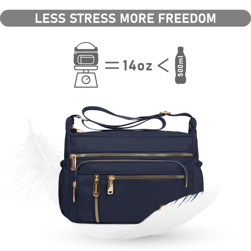 NPBAG Crossbody Bag for Women, Nylon Shoulder Purse Handbag Messenger Bag, Trendy Pocketbooks, Waterproof and Multi-Pockets (Navy) - Image 5