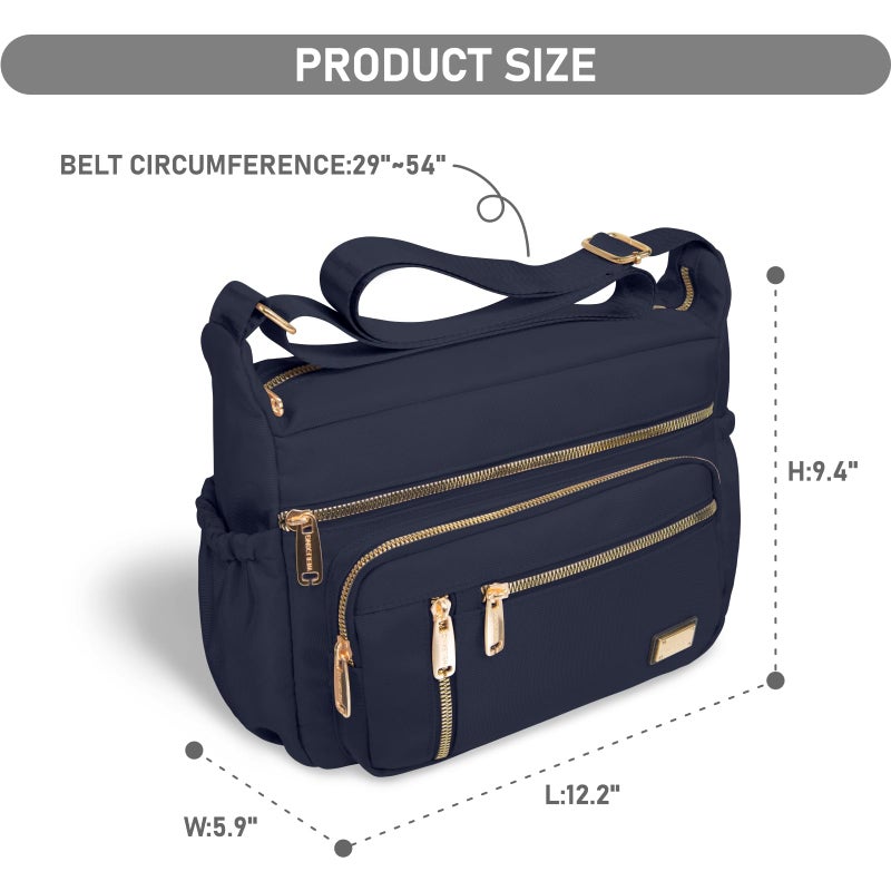 NPBAG Crossbody Bag for Women, Nylon Shoulder Purse Handbag Messenger Bag, Trendy Pocketbooks, Waterproof and Multi-Pockets (Navy) - Image 4