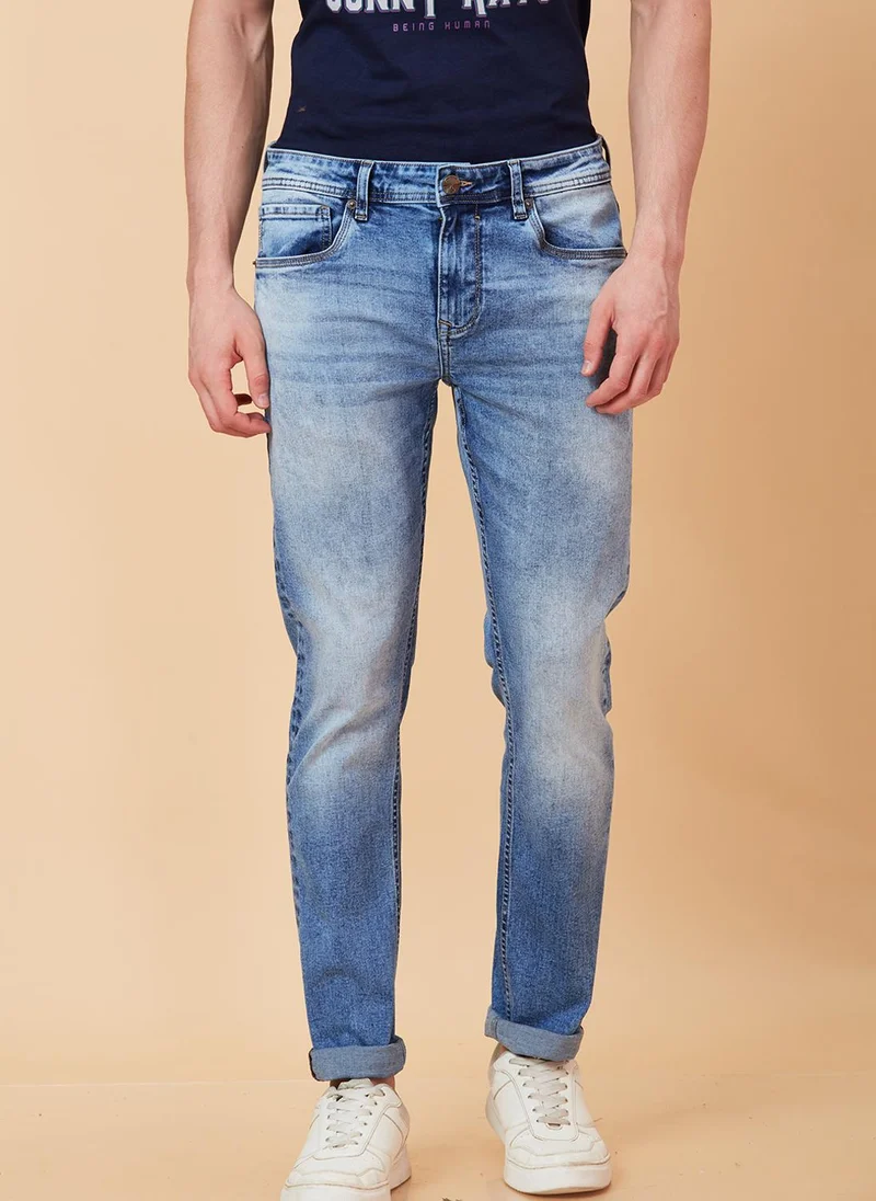 Being Human MID TONE Men Slim Fit Clean Look Heavy Fade Jeans for Men | Best Price UAE