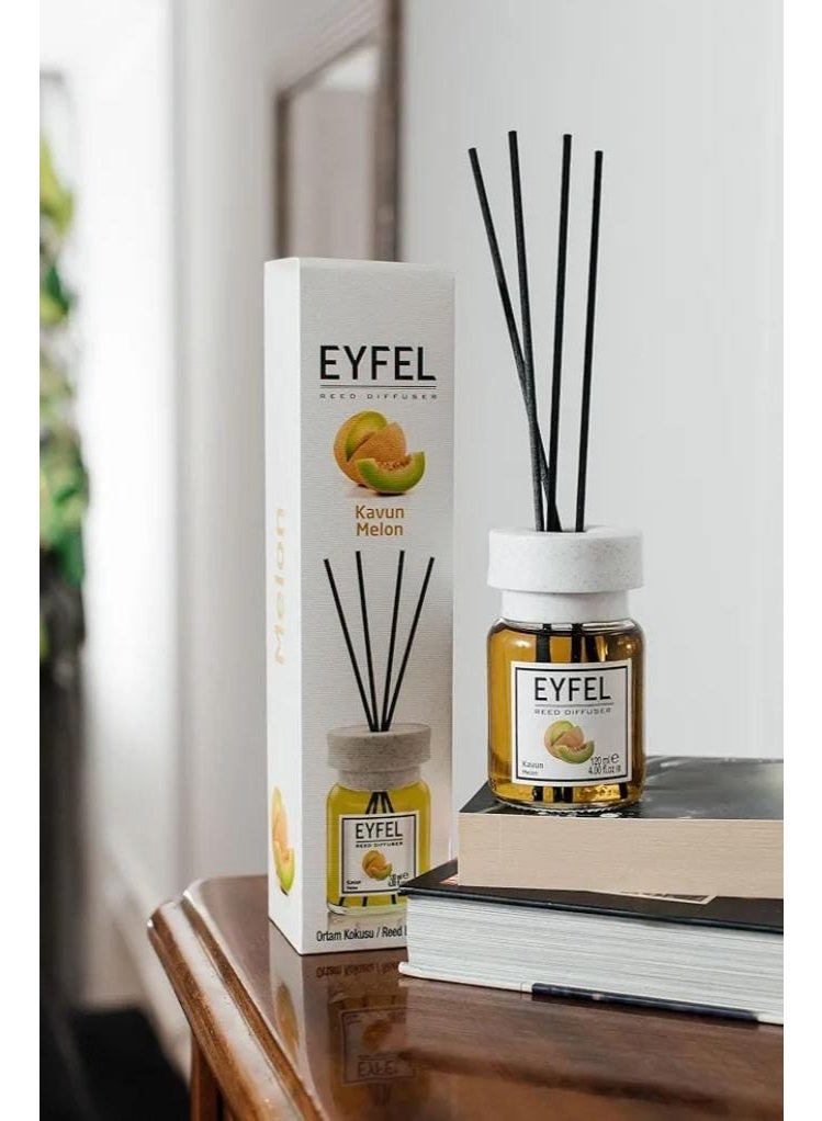 EYFEL KEVUN MELON(as per stock) Reed Diffuser – 120ml Long-Lasting Home & Office Fragrance - Image 2