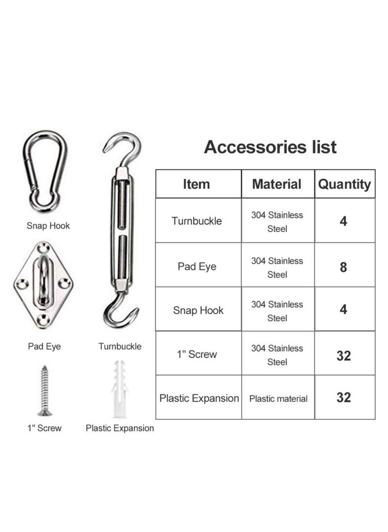 KASTWAVE Shade Sail Hardware Kit 6 inch for Triangle Rectangle Sun Shade Sail Installation, 304 Grade Stainless for Garden Outdoors, 80 Pcs  - Image 3