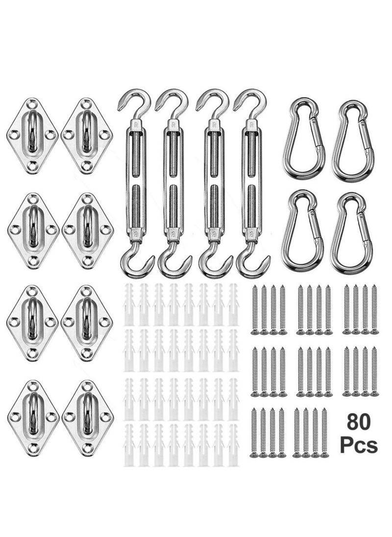 KASTWAVE Shade Sail Hardware Kit 6 inch for Triangle Rectangle Sun Shade Sail Installation, 304 Grade Stainless for Garden Outdoors, 80 Pcs  - Image 1