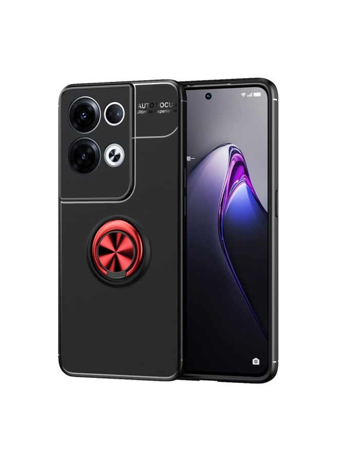 BGM Case Cover For OPPO Reno8 5G Metal Ring Holder 360 Degree Rotating TPU Phone Case Black+Red
