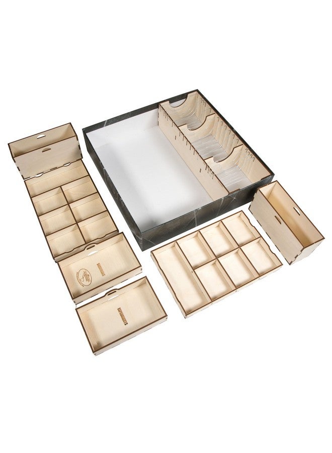 The Broken Token Board Game Organizer - Dead of Winter: The Long Night Compatible Wood Storage Box with Multiple Trays and Dividers - Image 1