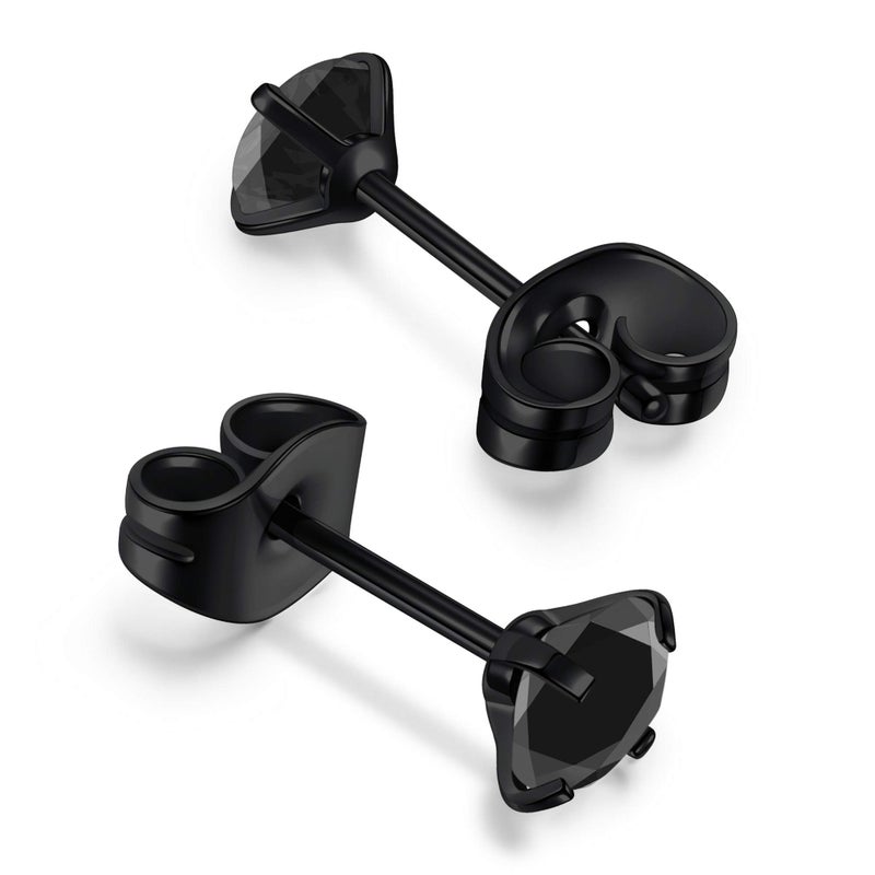 JOVIVI 20G Hypoallergenic Stainless Steel Cubic Zirconia Black Stud Earrings Set CZ Earrings for Men Women, 3MM/4MM/5MM/6MM/8MM,5 Paris - Image 3