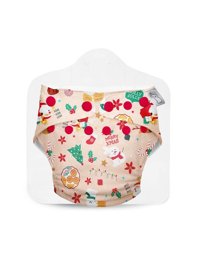 SuperBottoms Freesize UNO - Christmas Print Cover + DryFeel Magic Pad | Waterproof Cloth Diaper | Reusable, Stay-Dry & Eco-Friendly | Rash Free Diaper - Image 1