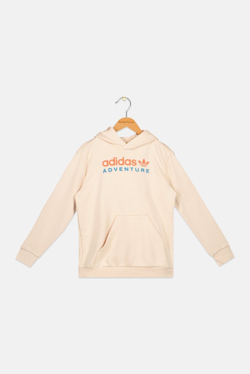 adidas Originals Kids Boy Sportswear Fit Long Sleeve Outdoor Hooded Sweatshirt, Beige - Image 1