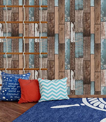 EeeComing 393"X17.7" Wood Wallpaper Peel and Stick Wood Look Grain Plank Contact Paper Vintage Wall Paper Stick and Peel Self Adhesive Removable Wallpaper Rustic Distressed Faux Vinyl Roll - Image 4
