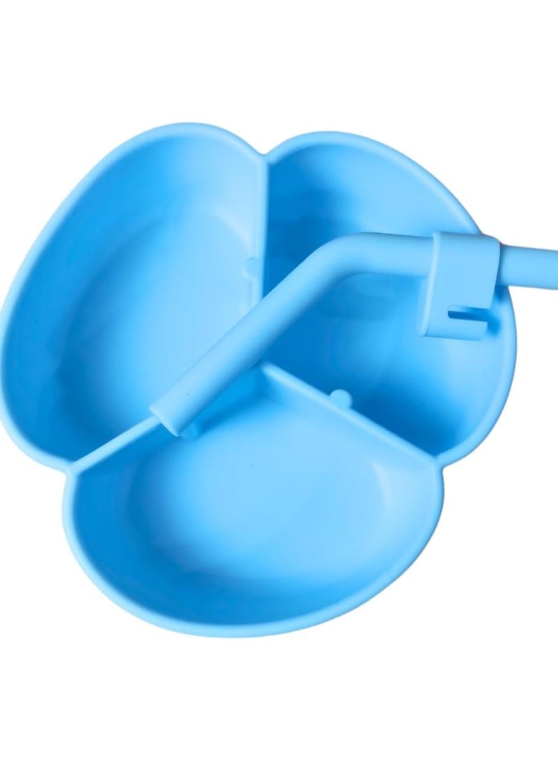 Premium Silicone Food Bowl with Suction Base, 3-Compartment Silicone Divided Plate, Plate with Suction Cup, Non-Slip Food Plate, BPA Free, 3-Spot Divided (Light Blue) - Image 1
