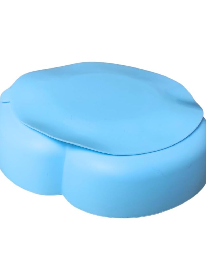 Premium Silicone Food Bowl with Suction Base, 3-Compartment Silicone Divided Plate, Plate with Suction Cup, Non-Slip Food Plate, BPA Free, 3-Spot Divided (Light Blue) - Image 2