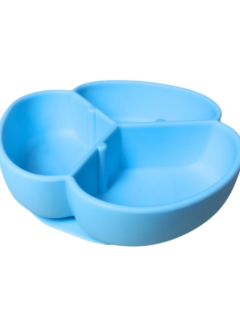 Premium Silicone Food Bowl with Suction Base, 3-Compartment Silicone Divided Plate, Plate with Suction Cup, Non-Slip Food Plate, BPA Free, 3-Spot Divided (Light Blue) - Image 5
