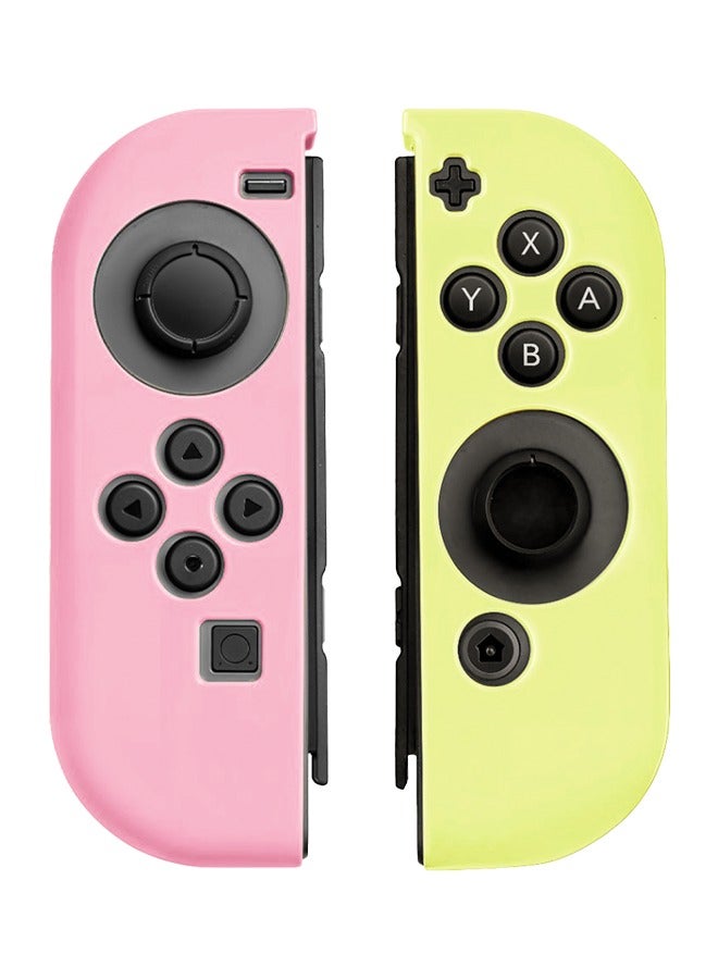 XForm Nintendo Switch/OLED Joy-Con Shell Case Colorful Left & Right Handle Protective Cover (Pink & Yellow) – Soft TPU Replacement Housing for Joy-Con Controllers - Image 1