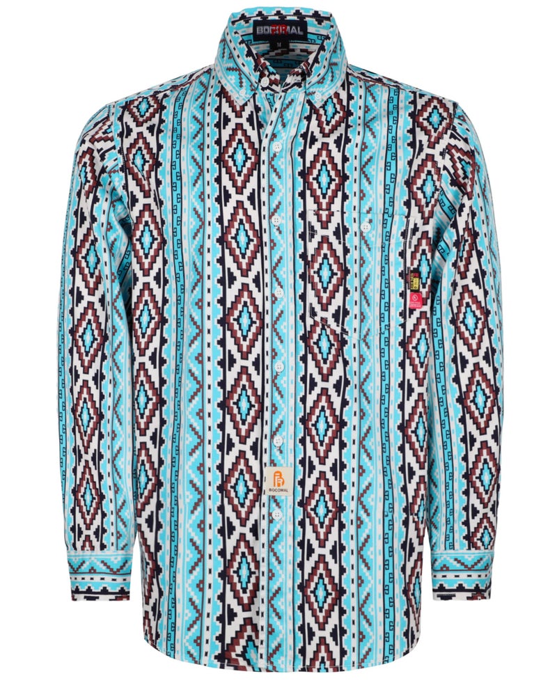 BOCOMAL FR Shirts Printed Bohemia Button Down Flame Resistant NFPA2112 CAT2 Work Shirt - Image 1