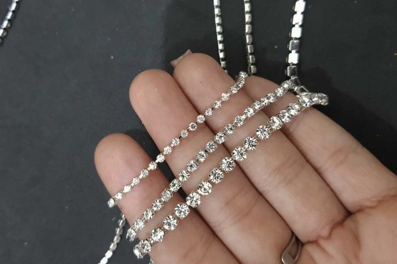 Mohan Shoppe Stone Chain Cup Chain Rhinestone Chain for jewllery Making etc. - Size- 6,12,16 no.Pack of 5 Meters (6 no.(1mm), Silver) - Image 2