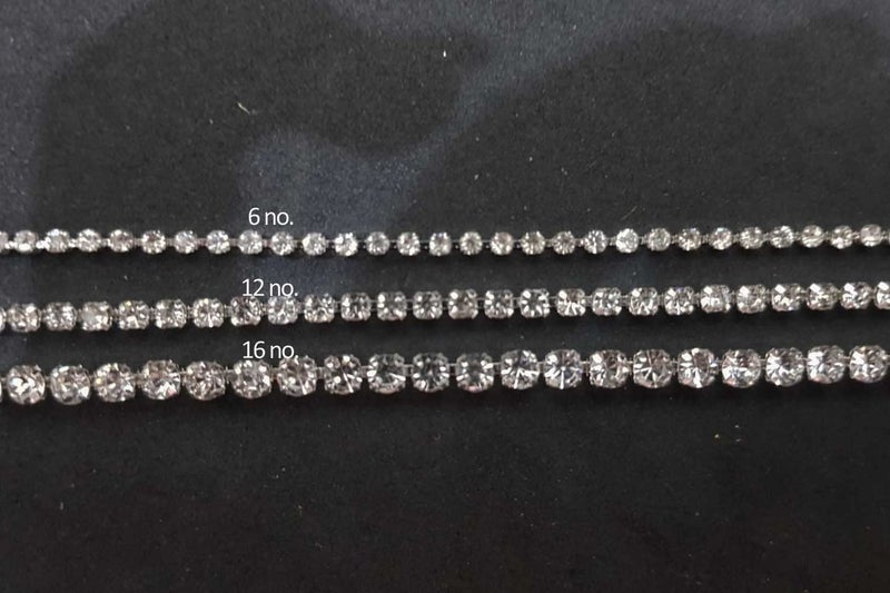 Mohan Shoppe Stone Chain Cup Chain Rhinestone Chain for jewllery Making etc. - Size- 6,12,16 no.Pack of 5 Meters (6 no.(1mm), Silver) - Image 4