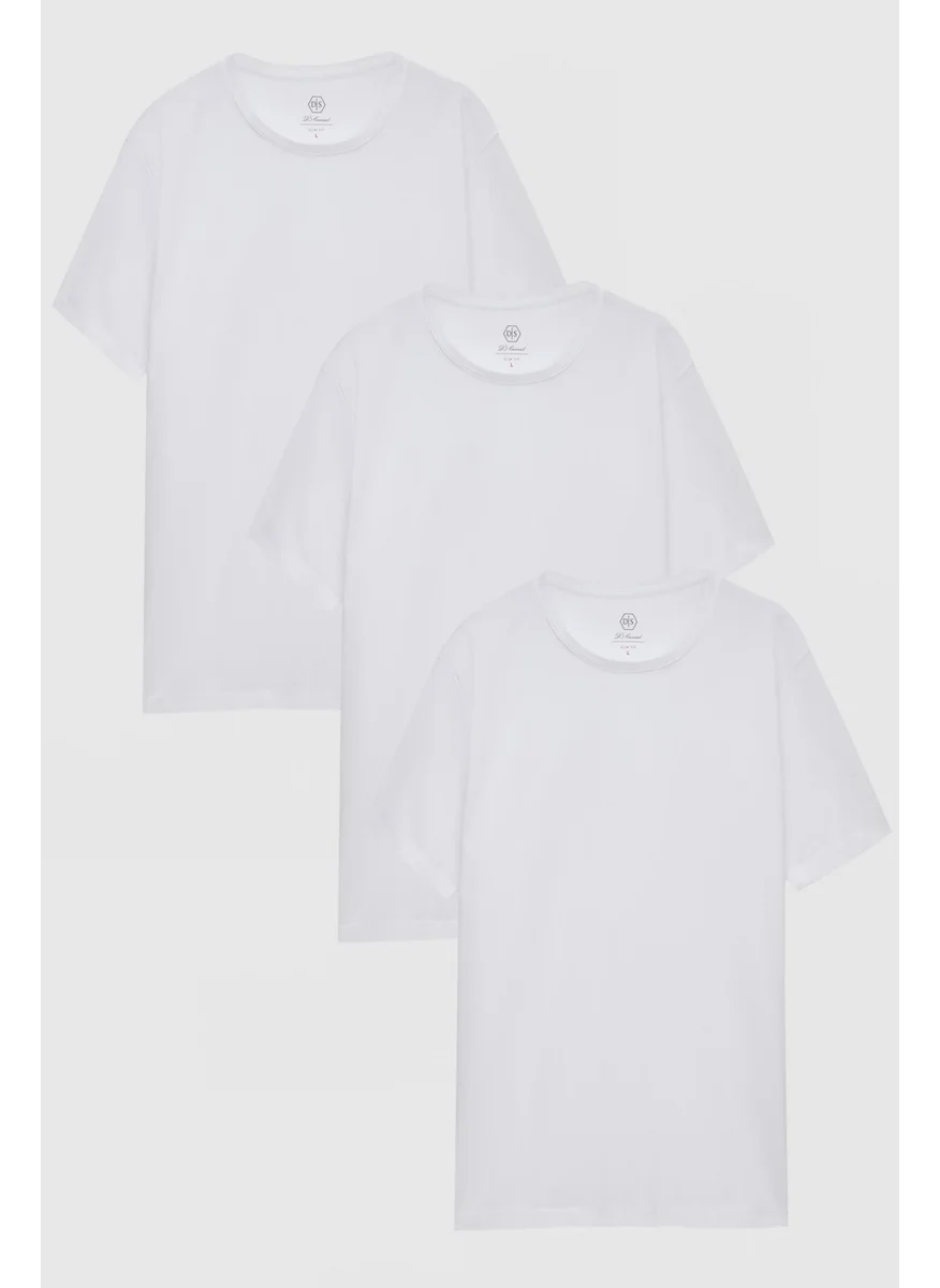 D'S DAMAT D'S Groom Slim Fit White 3-Piece T-Shirt 4HC14ORTBN533