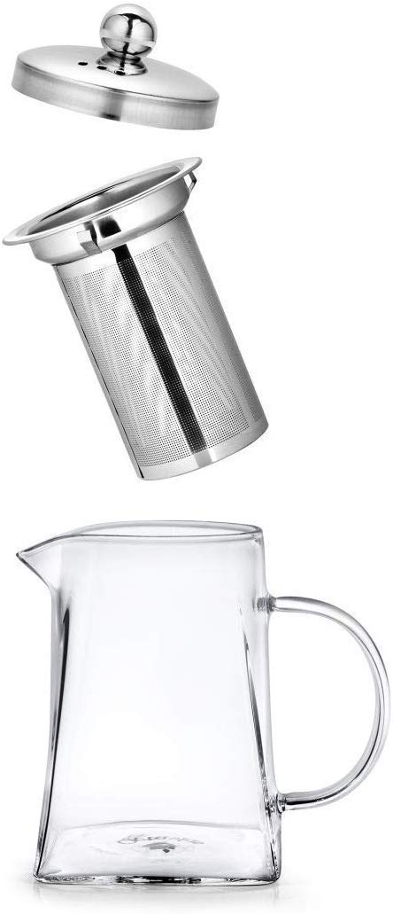 ZROY ENTERPRISE Borosilicate Glass Square Tea Pot with Heat Resistant Stainless Steel Infuser Perfect for Tea and Coffee Maker, Clear Glass Kettle with 4 Cups (750 ML, Square Kettle with Cups) - Image 5