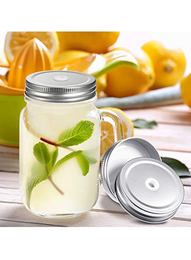 SYOSI 6 عبوات أغطية تعليب من الفولاذ المقاوم للصدأ بأغطية زجاجات محكمة مع فتحة شفاطة معدنية فضية مقاس 70 ملم فم واسع مقاوم للتسرب ودائم يناسب جرار التخزين فضي - Image 1