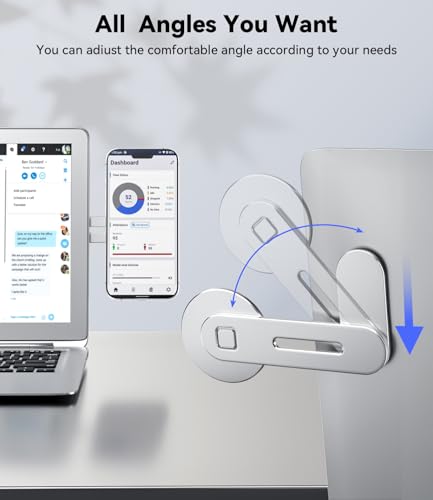 CloudValley Magnetic Phone Holder for Laptop Designed for iPhone 17/16/15/14/13/12 MagSafe, Adjustable Phone Monitor Side Mount, Slim Portable Foldable Computer Expansion Bracket, Silver - Image 5