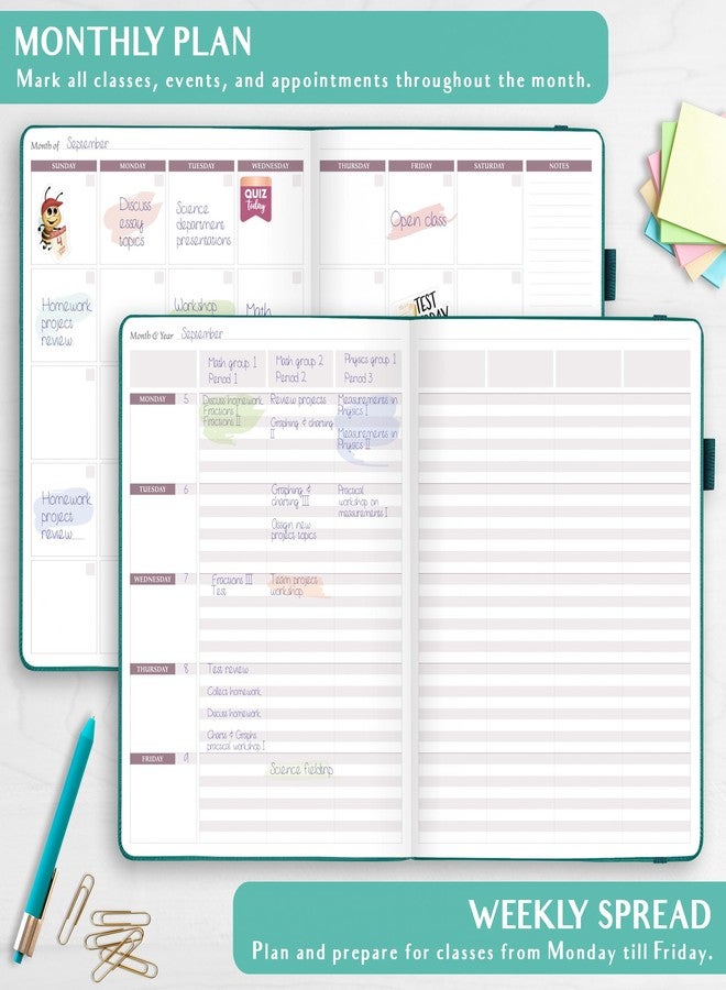 Legend Planner Legend Teacher Planner - Undated Lesson Plan Book for Teachers with Weekly & Monthly Calendars - Classroom Organization & School Year Planner - 8.5”x11.5” Hardcover (Viridian Green) - Image 3