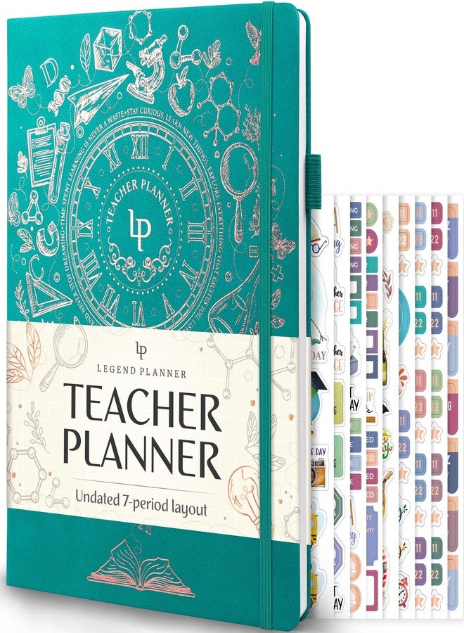 Legend Planner Legend Teacher Planner - Undated Lesson Plan Book for Teachers with Weekly & Monthly Calendars - Classroom Organization & School Year Planner - 8.5”x11.5” Hardcover (Viridian Green) - Image 1
