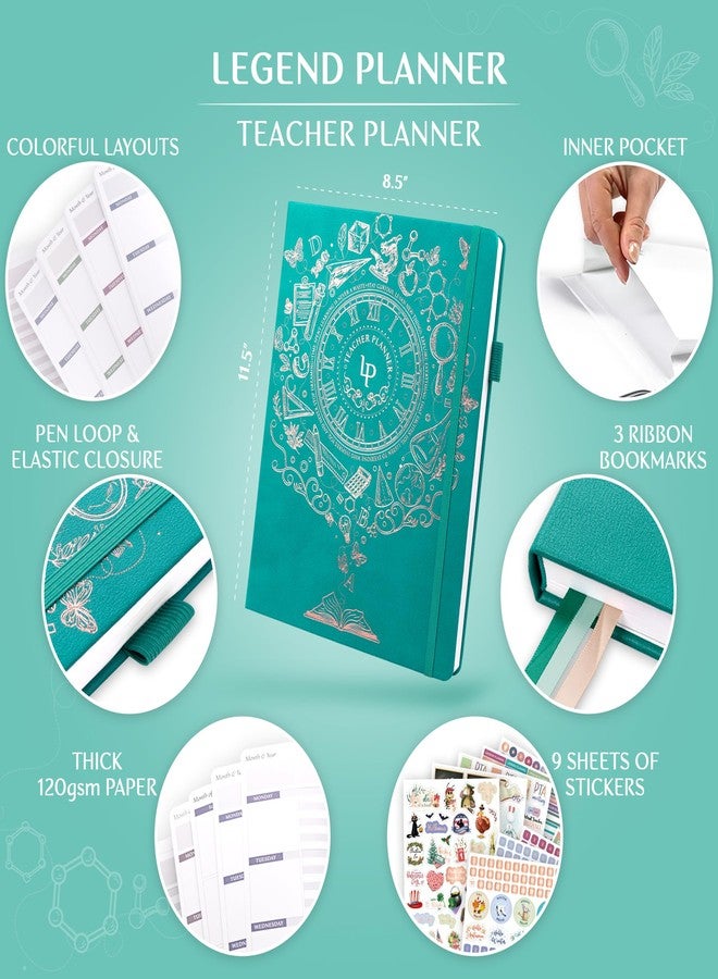 Legend Planner Legend Teacher Planner - Undated Lesson Plan Book for Teachers with Weekly & Monthly Calendars - Classroom Organization & School Year Planner - 8.5”x11.5” Hardcover (Viridian Green) - Image 2