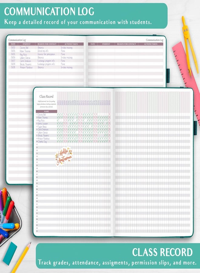 Legend Planner Legend Teacher Planner - Undated Lesson Plan Book for Teachers with Weekly & Monthly Calendars - Classroom Organization & School Year Planner - 8.5”x11.5” Hardcover (Viridian Green) - Image 4