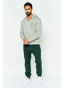 Gazzarrini Men Hooded Brand Logo Long Sleeve Sweatshirt, Grey  - Image 2