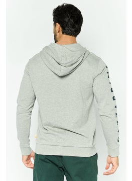 Gazzarrini Men Hooded Brand Logo Long Sleeve Sweatshirt, Grey  - Image 3