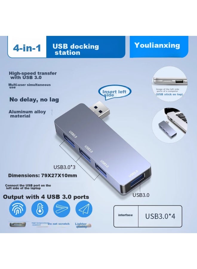 Union Star Youlianxing Full Usb 3.0 Hub Expansion Dock, 4 Ports On Left Side, Direct Plug-in Hub, One-to, Suitable For Apple, Huawei Laptops, Desktop Computers, Usb Drives, And Mice - Image 1