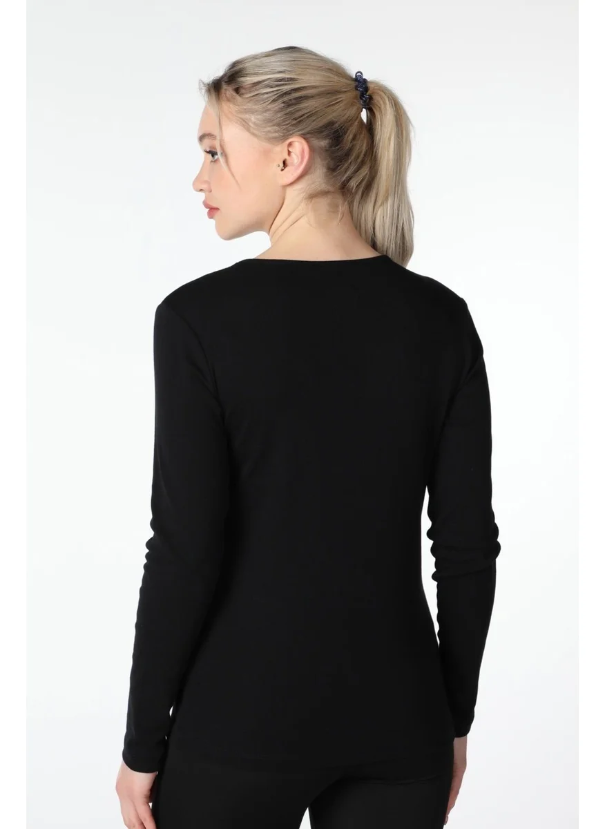 Defy'S Women's Long Sleeve Crew Neck T-Shirt Black