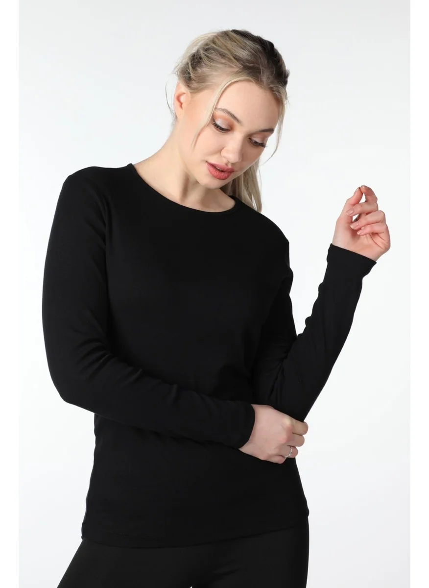 Defy'S Women's Long Sleeve Crew Neck T-Shirt Black