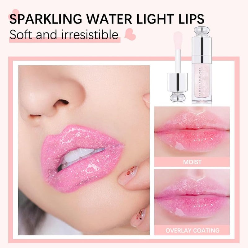 GECOMO Hydrating Lip Glow Oil, Lip Oil Gloss Transparent Toot Tinted Nourishing Long Lasting Repairing Lightening Lip Lines (SAKURA) 0.2 OZ - Image 4