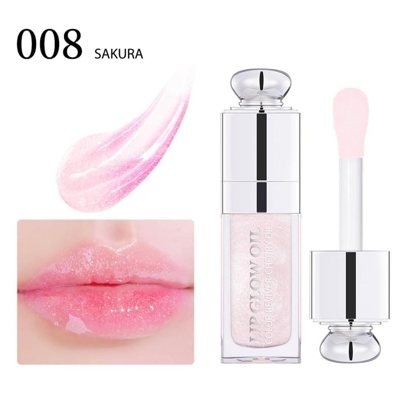 GECOMO Hydrating Lip Glow Oil, Lip Oil Gloss Transparent Toot Tinted Nourishing Long Lasting Repairing Lightening Lip Lines (SAKURA) 0.2 OZ - Image 2