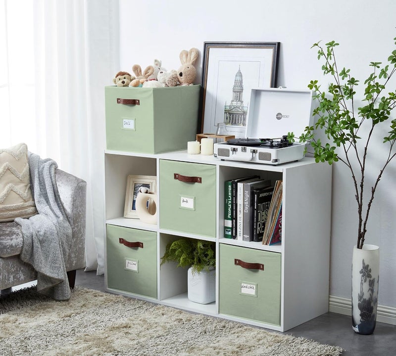 DECOMOMO Storage Basket 13x15x13 Baskets Storage Organization, Bins with Labels (Kallax/ 4pcs, Sage Green) - Image 2