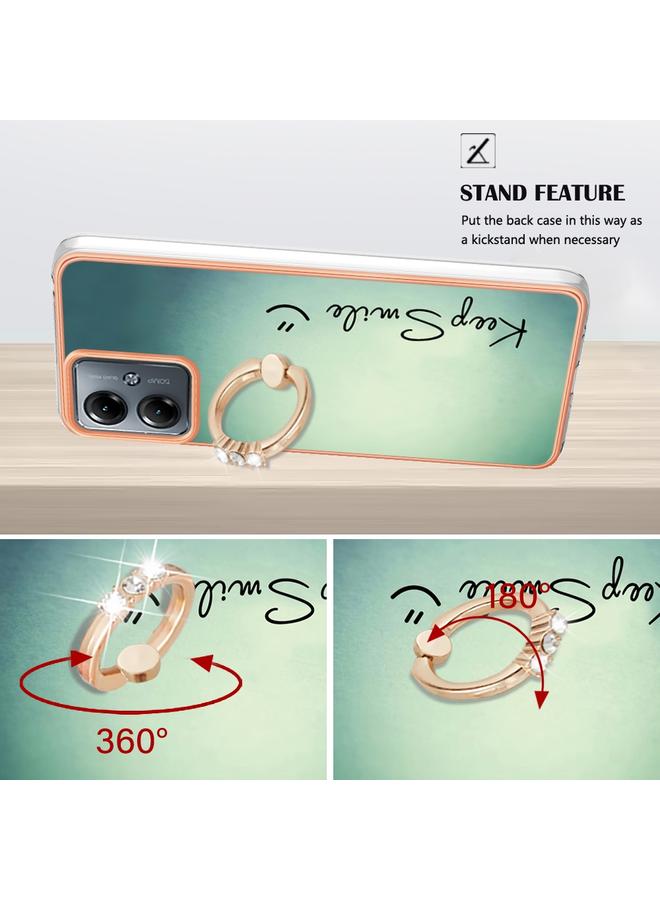 S-TOP Case For Motorola Moto G14 Electroplating Dual-side IMD Phone Case with Ring Holder - Image 3