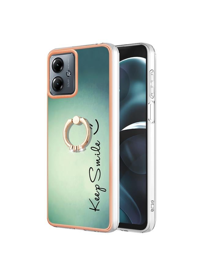 S-TOP Case For Motorola Moto G14 Electroplating Dual-side IMD Phone Case with Ring Holder - Image 1