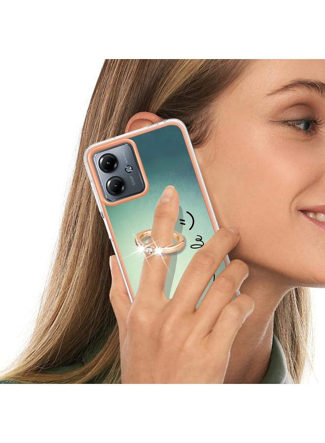 S-TOP Case For Motorola Moto G14 Electroplating Dual-side IMD Phone Case with Ring Holder - Image 5