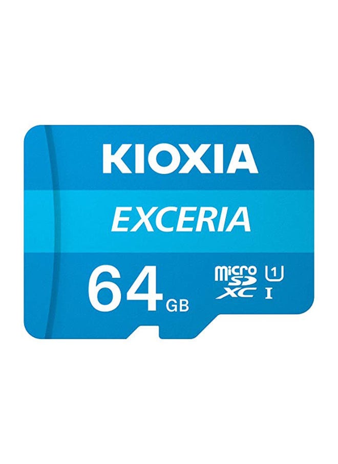 NIBEMINENT - MicroSD Exceria Card With Adapter Class 10 Full HD High Read Speed 100MB/s LMEX1L064GG2 Blue - Image 1
