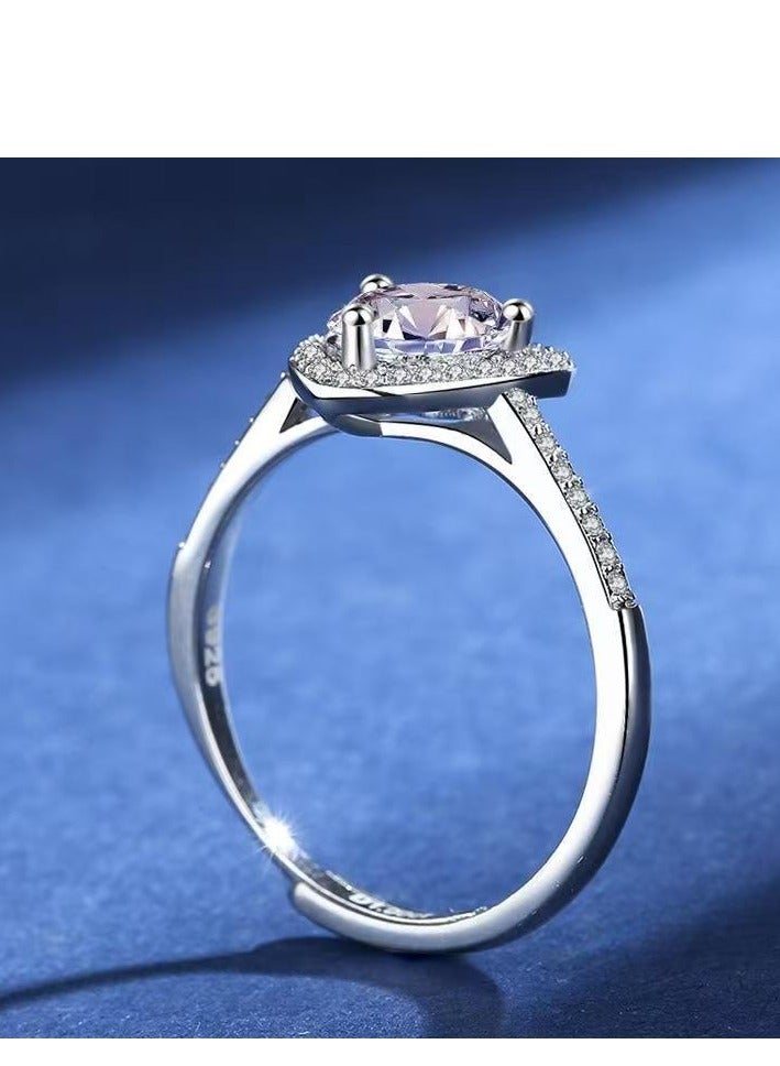 ممتاز خاتم خطوبة نسائي بحجر مويزانيت عيار 1 قيراط من فضة استرلينية S925 مطلي بالبلاتين – خاتم وعد فاخر مع علبة هدية، مثالي للمناسبات الخاصة - Image 3