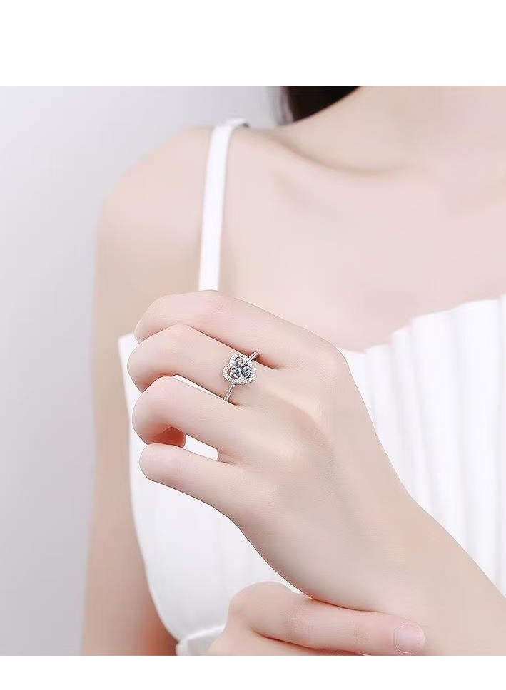 ممتاز خاتم خطوبة نسائي بحجر مويزانيت عيار 1 قيراط من فضة استرلينية S925 مطلي بالبلاتين – خاتم وعد فاخر مع علبة هدية، مثالي للمناسبات الخاصة - Image 4