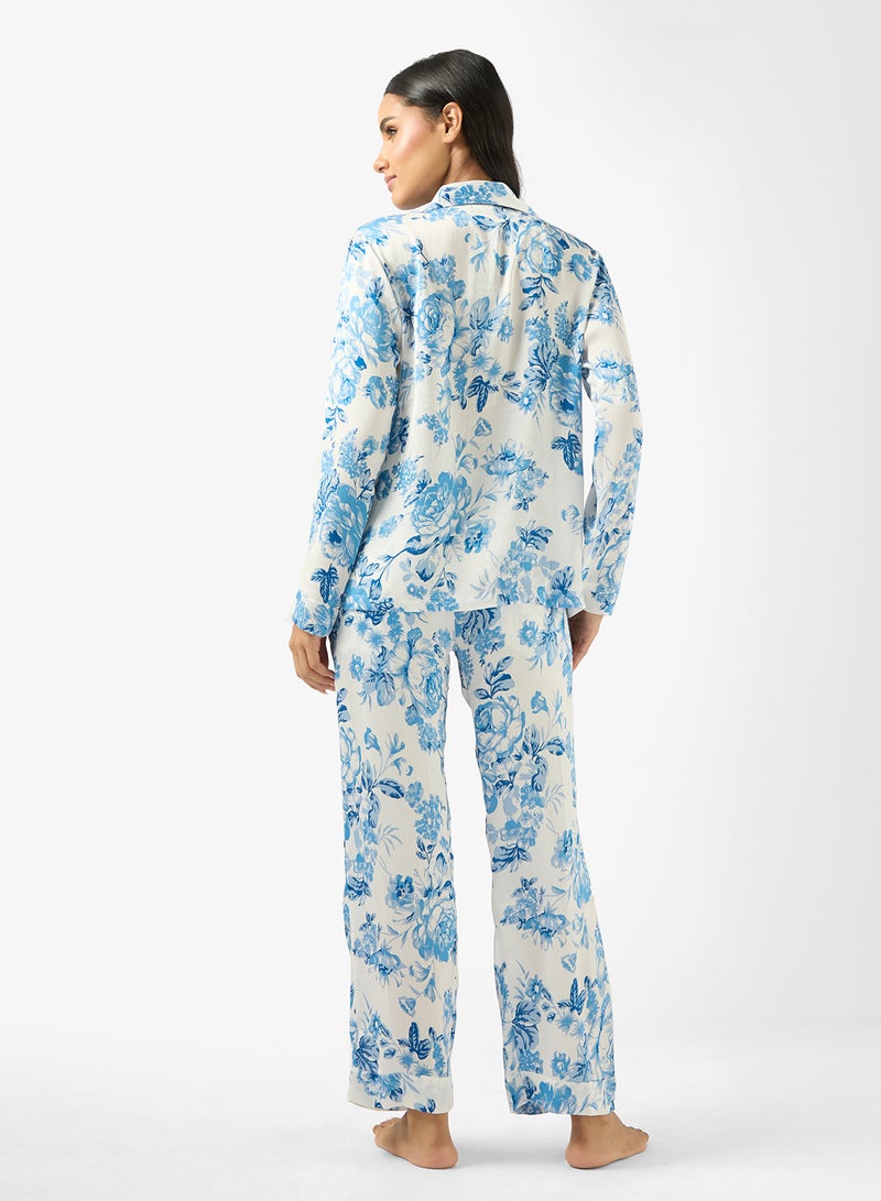 Ginger Floral Print Relaxed Fit Shirt & Pyjama Set - Image 2